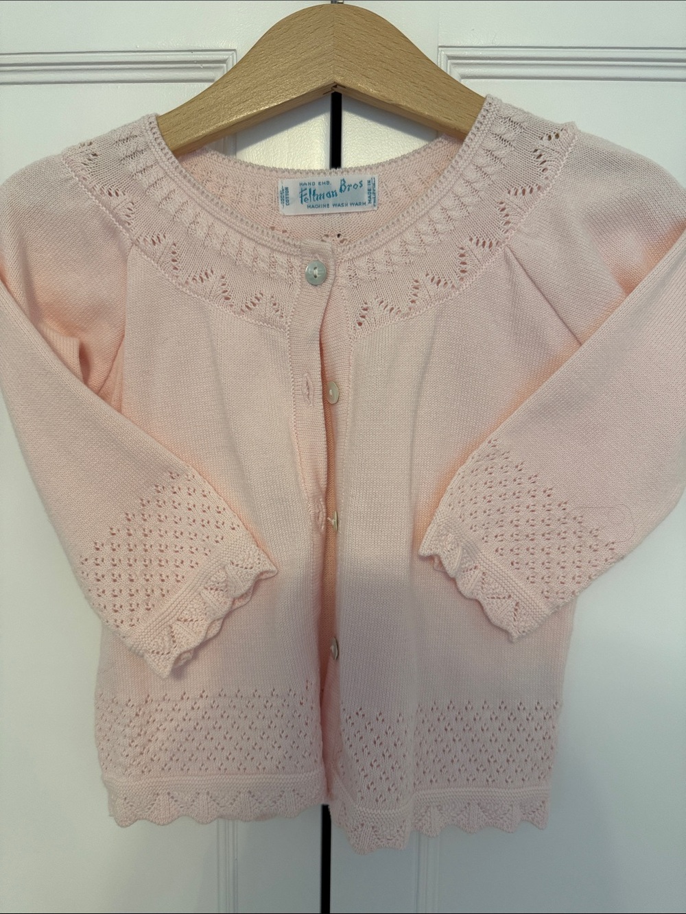 LIKE NEW Feltman Brothers 18 Mo Pink Pointelle Knit Cardigan Sweater - cotton